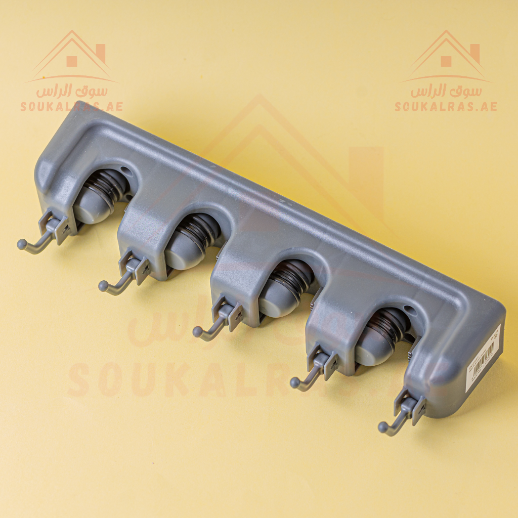 4 Hook Mop Broom Holder Wall Mounted Organizer