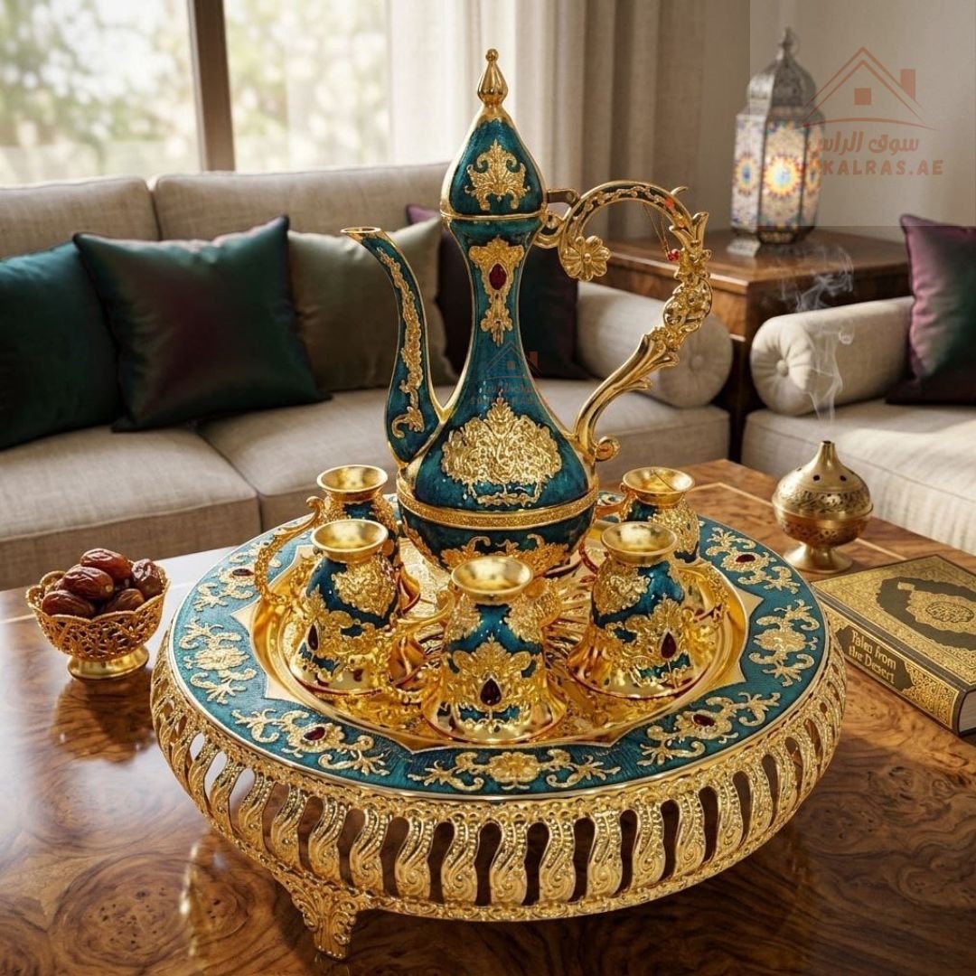 エジプト、トルコセット Golden Zamzam Water Set – 8-Piece Decorative Dallah Tray | Luxury
