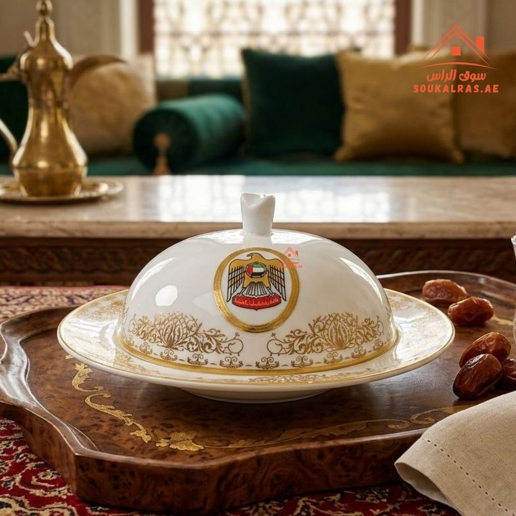 Premium Serving Dates Plate with UAE Flag .Elegant Design – Souk Al Ras