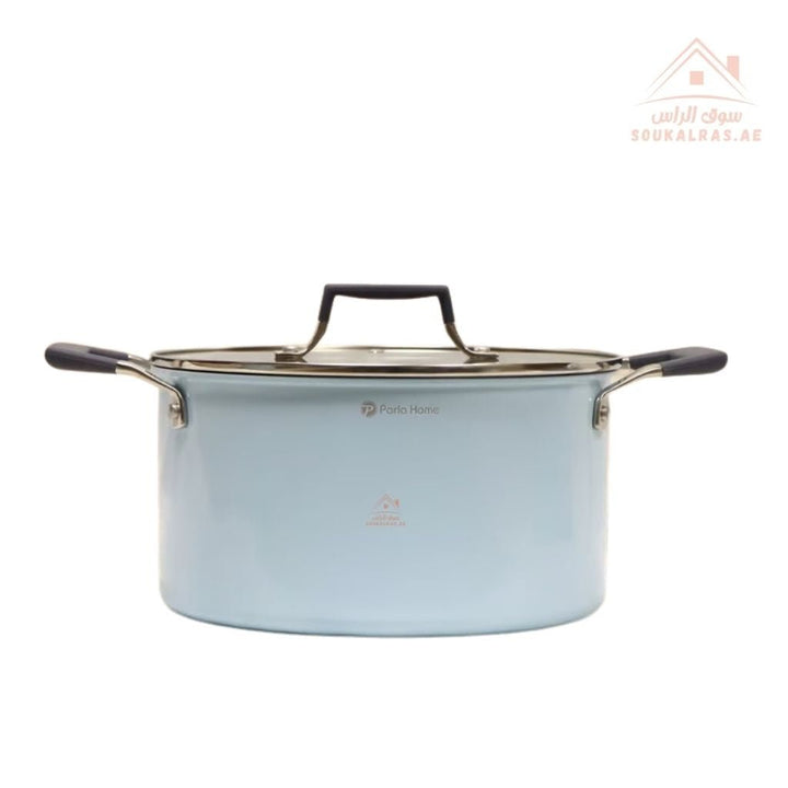 10 - Piece Nubira Crystal Ceramic Cookware Set | 20/24/28 cm Casseroles, 18 cm Saucepan, 20/24 cm Frypans with 4 Glass Lids | Premium Scratch - Resistant & Induction Base - Souk Al Ras