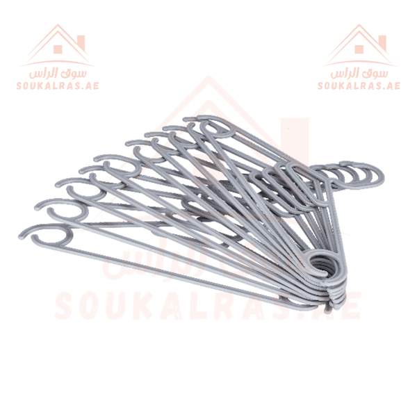 10 - Piece Plastic Durable Non - Slip Cloth Hanger Set - Grey - Souk Al RasHousehold