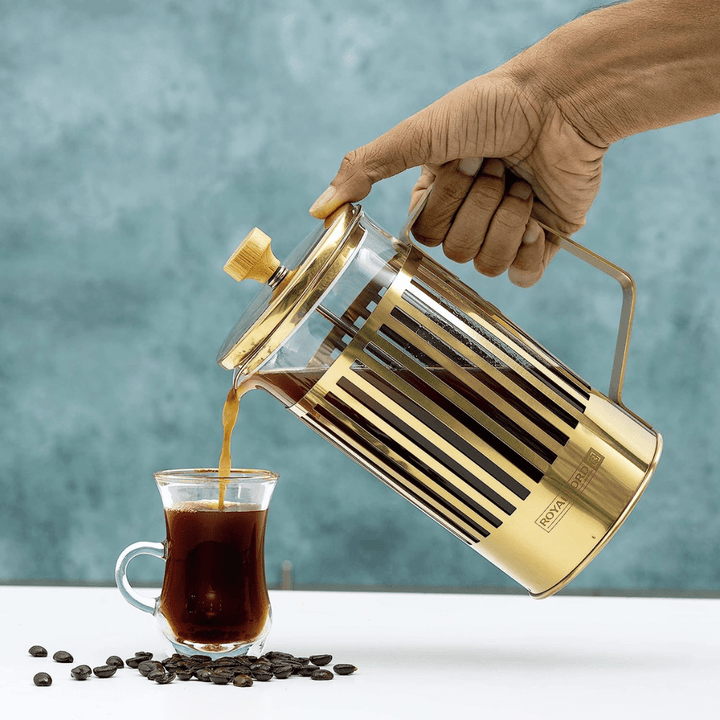 1000ml French Press Coffee Maker - Borosilicate Glass Jar - Stainless Steel Frame - Souk Al RasCookware