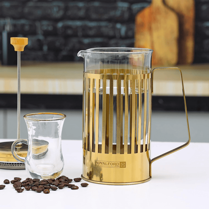 1000ml French Press Coffee Maker - Borosilicate Glass Jar - Stainless Steel Frame - Souk Al RasCookware