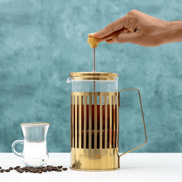 1000ml French Press Coffee Maker - Borosilicate Glass Jar - Stainless Steel Frame - Souk Al RasCookware