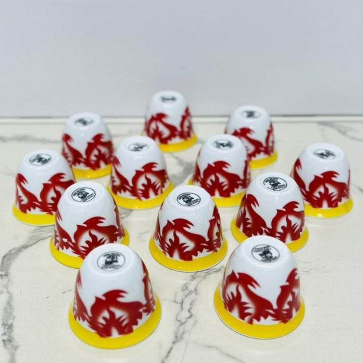 12 pcs Ceramic Arabic coffee cup with a Traditional Pattern - Souk Al RasCawa Cups