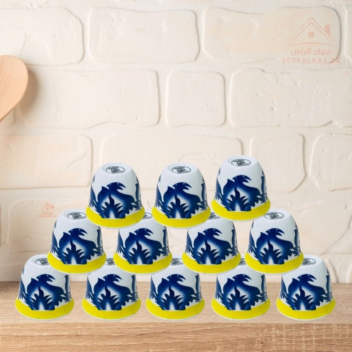 12 pcs Ceramic Arabic coffee cup with a Traditional Pattern - Souk Al RasCawa Cups