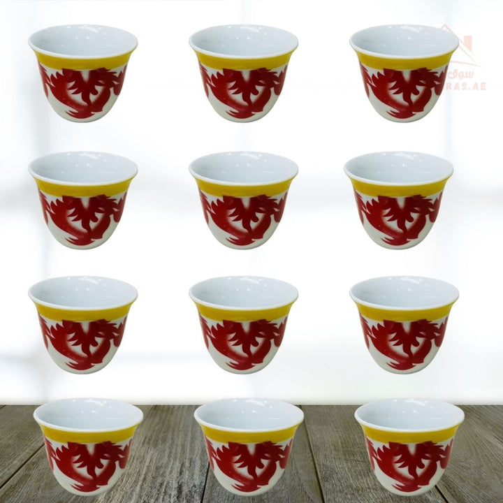 12 pcs Ceramic Arabic coffee cup with a Traditional Pattern - Souk Al RasCawa Cups