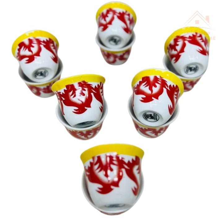 12 pcs Ceramic Arabic coffee cup with a Traditional Pattern - Souk Al RasCawa Cups