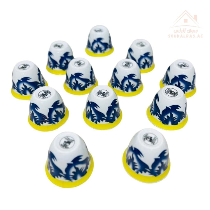 12 pcs Ceramic Arabic coffee cup with a Traditional Pattern - Souk Al RasCawa Cups