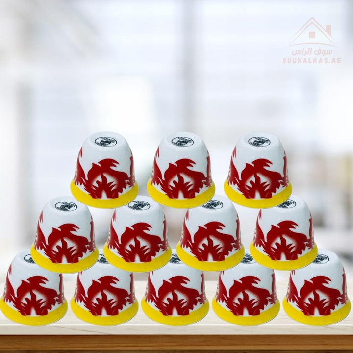 12 pcs Ceramic Arabic coffee cup with a Traditional Pattern - Souk Al RasCawa Cups