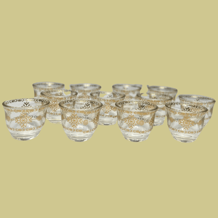 12 Pcs Fancy Glass Cawa Cups Set - Elegantly Packaged in a Luxury Gift Box - Souk Al RasCawa Cups