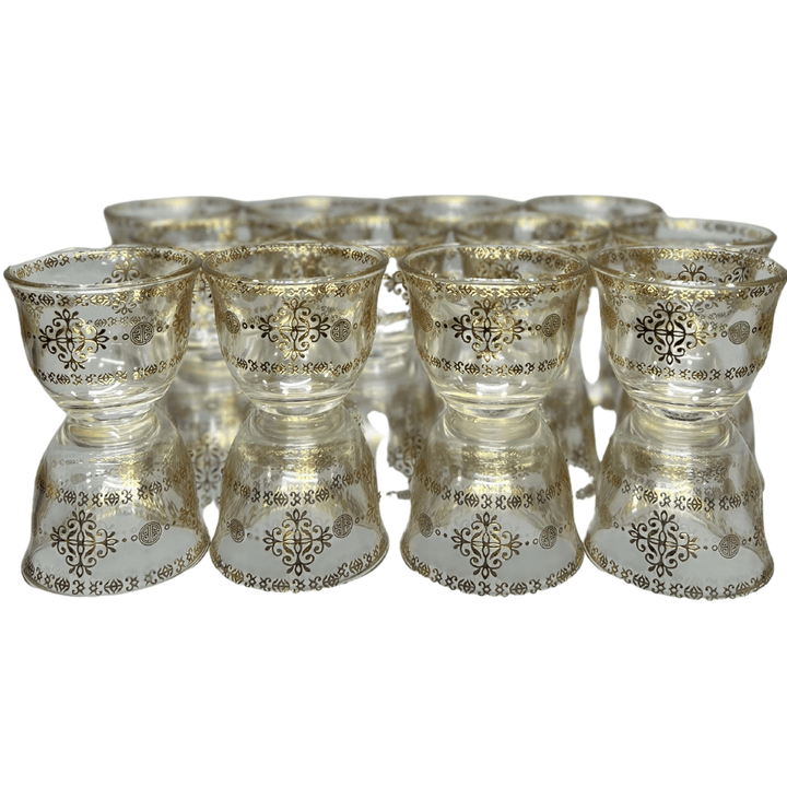 12 Pcs Fancy Glass Cawa Cups Set - Elegantly Packaged in a Luxury Gift Box - Souk Al RasCawa Cups