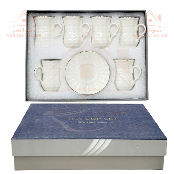 12 PCS White Traditional Pattern Tea Cup Set - Souk Al RasCoffee & Tea Cups