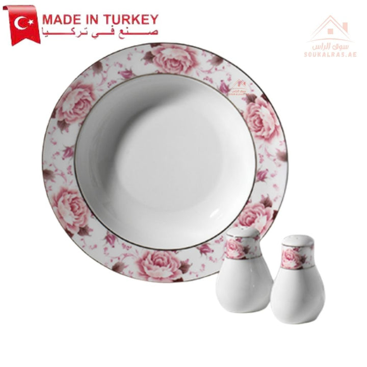 123 - Piece Round Bianca Dinner Set | Elegant Floral Porcelain | Complete Dining Collection - Made In Turkey - Souk Al Ras