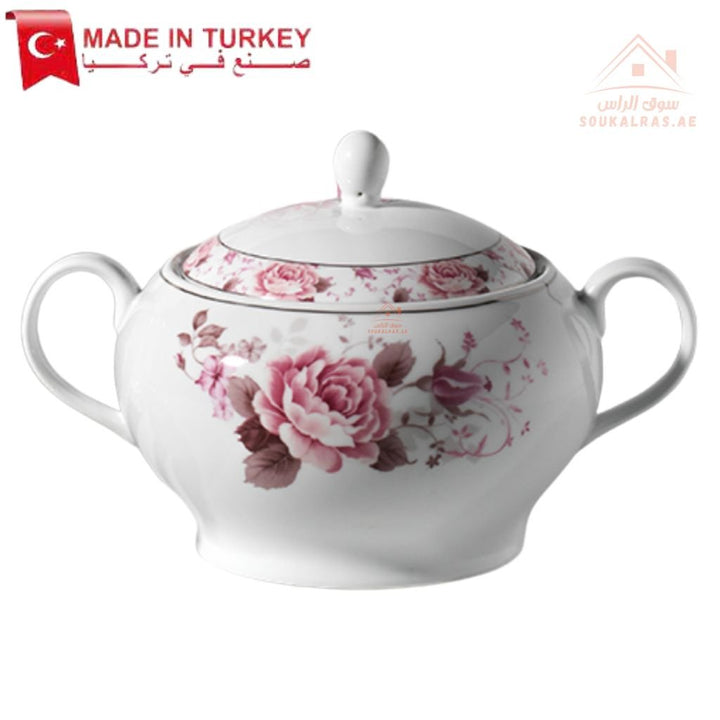 123 - Piece Round Bianca Dinner Set | Elegant Floral Porcelain | Complete Dining Collection - Made In Turkey - Souk Al Ras