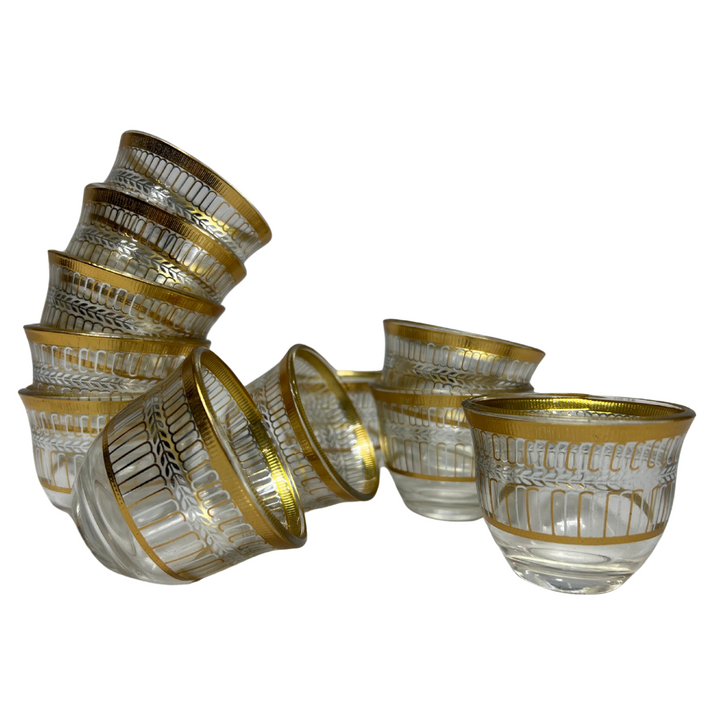 12 Pcs Fancy Glass Cawa Cups Set - Elegantly Packaged in a Luxury Gift Box