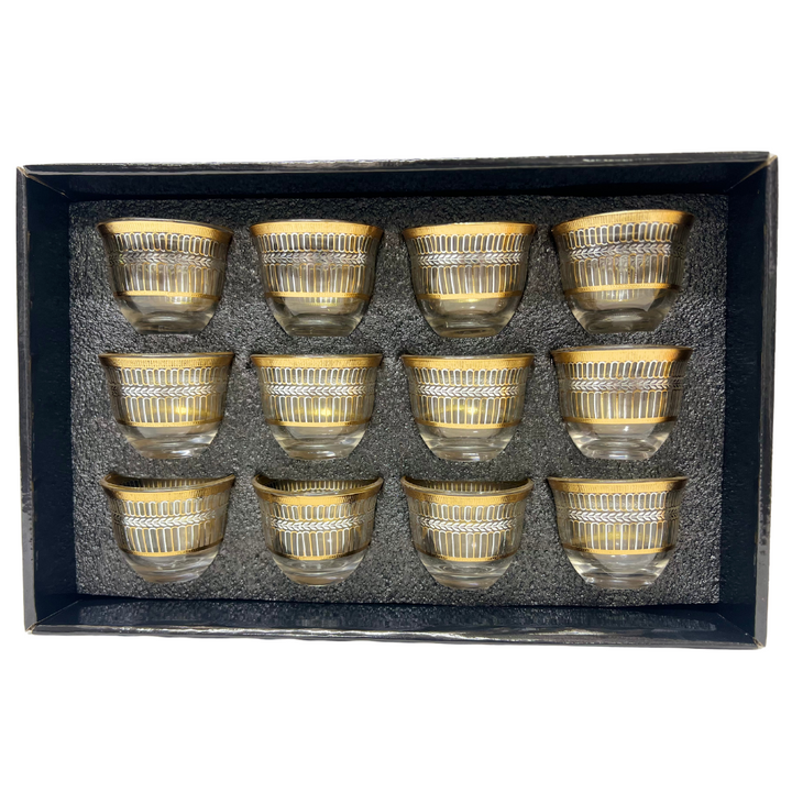 12 Pcs Fancy Glass Cawa Cups Set - Elegantly Packaged in a Luxury Gift Box