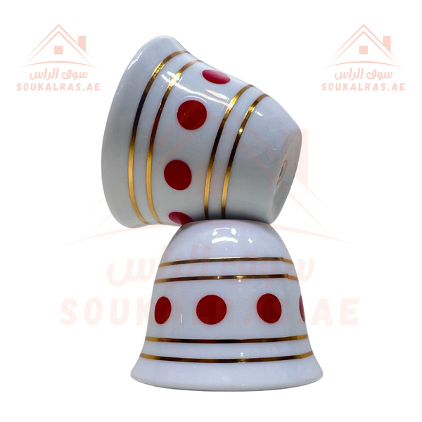 12 pcs Ceramic Arabic coffee cup with a Traditional Pattern, Arabic coffee cup, Set 12 pcs - Red Spotted