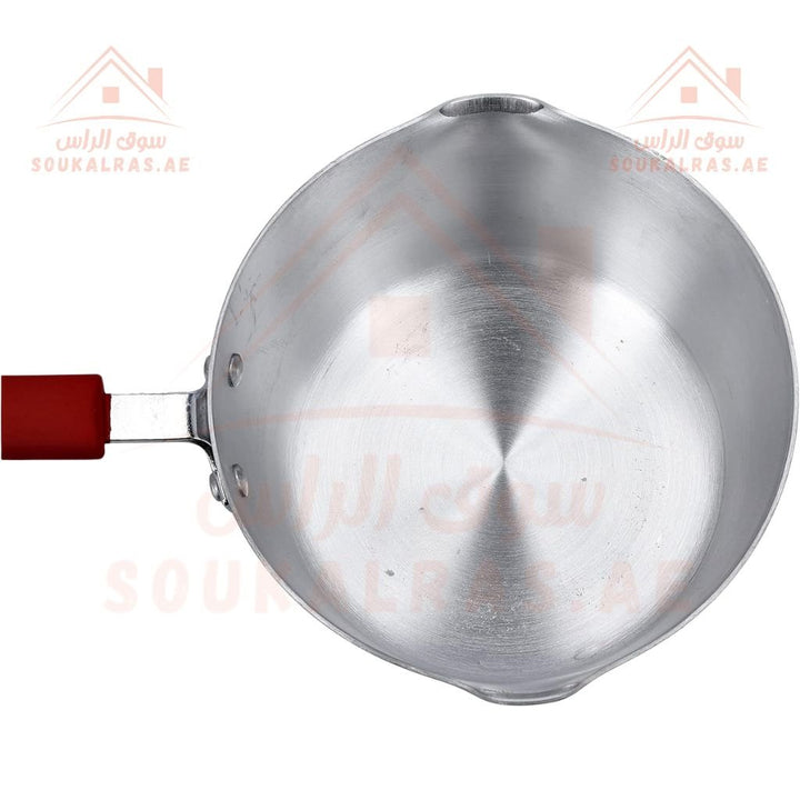 15CM Aluminium Milk Pan Silver | Saucepan Pouring Spout Bakelite Handle | Easy To Store Ideal As Coffee Pot, Tea Pot - Souk Al RasPots & Pans