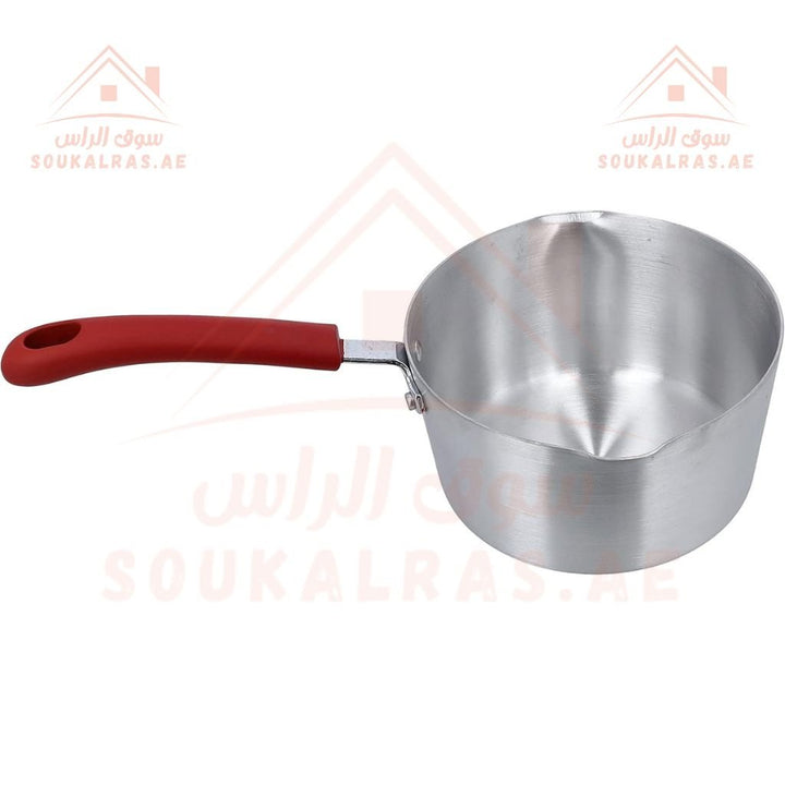 15CM Aluminium Milk Pan Silver | Saucepan Pouring Spout Bakelite Handle | Easy To Store Ideal As Coffee Pot, Tea Pot - Souk Al RasPots & Pans