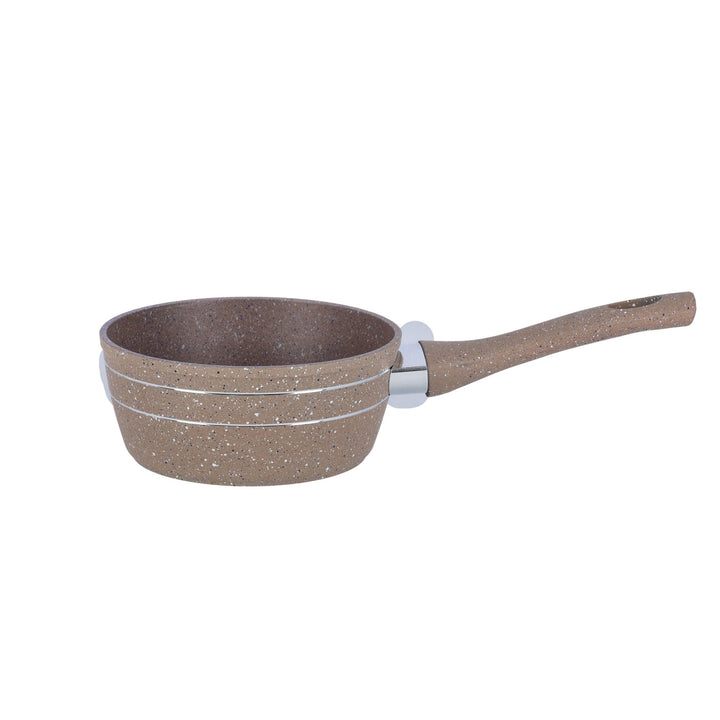 16cm Beige Marble Coated Smart Saucepan - High - Quality Non - Stick Saucepan - Souk Al RasPots & Pans