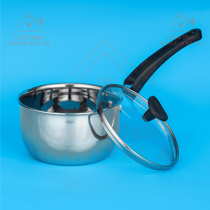 16cm Sauce Pan with Glass Lid, Cookware - PTFE & PFOA Free|Stainless Steel. - Souk Al RasPots & Pans