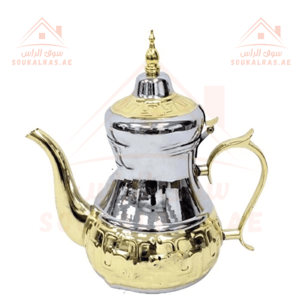 1.6L Elegant Stainless Steel Teapot | Gold Accent Teapot for Serving - Souk Al RasTeapots & Coffee Servers