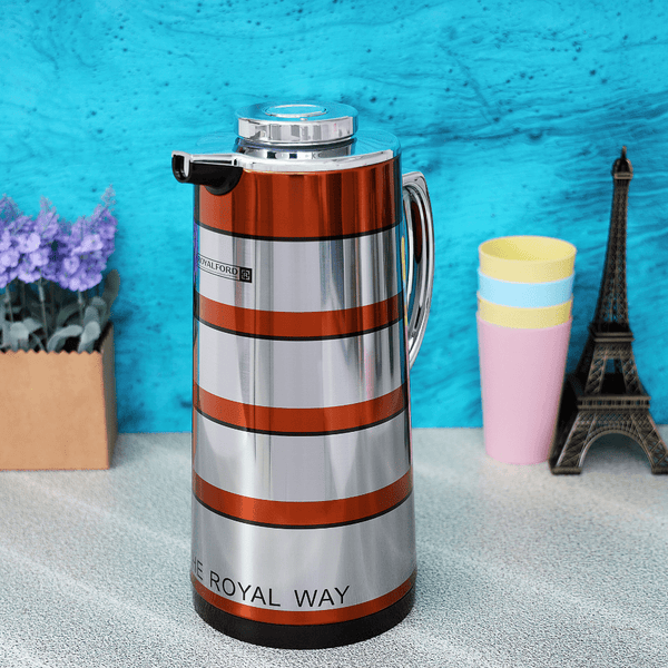 1.6L Golden Figured Vacuum Flask - Portable Insulated Thermos Hot - Cold - Souk Al RasVacuum Flasks and Thermos