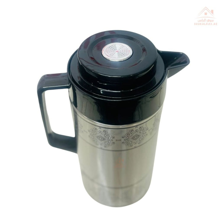 1.6L Stainless Steel Leak - Resistant Double Wall Vacuum Flask Silver And Black - Souk Al RasDrinkware