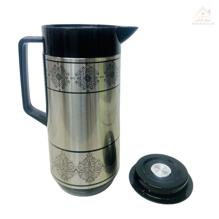 1.6L Stainless Steel Leak - Resistant Double Wall Vacuum Flask Silver And Black - Souk Al RasDrinkware