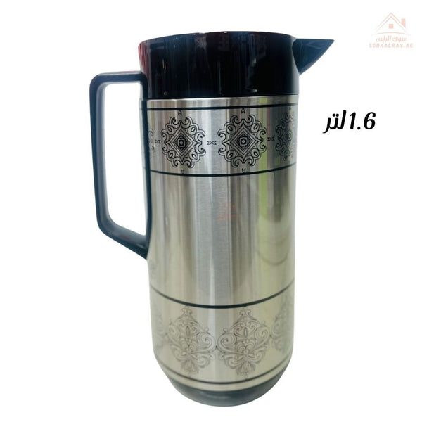 1.6L Stainless Steel Leak - Resistant Double Wall Vacuum Flask Silver And Black - Souk Al RasDrinkware