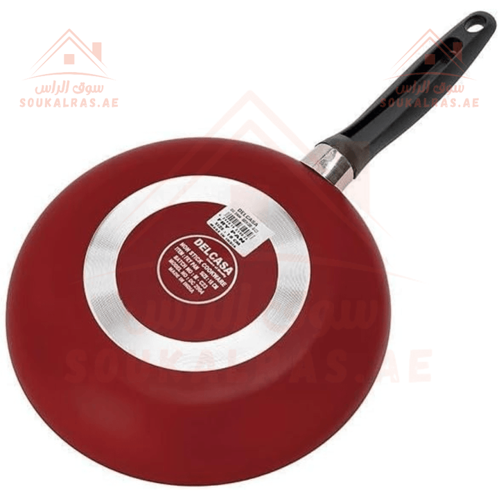 18cm Non - Stick Frying Pan with Heat Resistant Handle,Black/Red, Aluminum - Souk Al RasPots & Pans