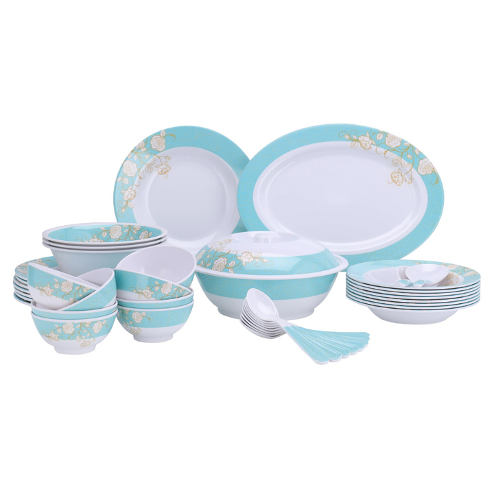 Elegant 40-Piece Melamine Dinner Set - Service for 6 | Chip Resistant, Dishwasher-Safe