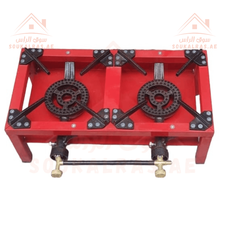 2 - Burner Gas Stove, Red - Easy to Use,high - quality - Souk Al RasCamping Tools