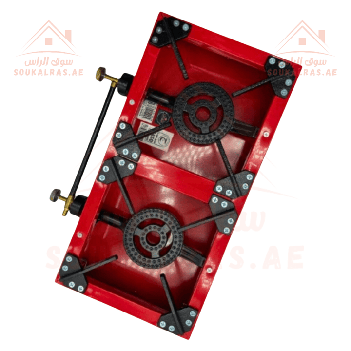 2 - Burner Gas Stove, Red - Easy to Use,high - quality - Souk Al RasCamping Tools