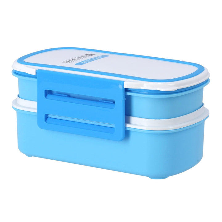 2 Layer Air Tight Lunch Box Blue - High - Quality Plastic Lunch Box - Souk Al RasFood Storage Containers