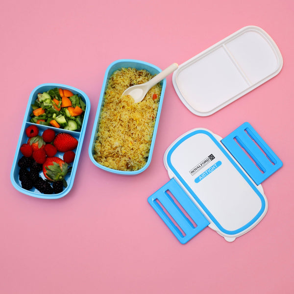 2 Layer Air Tight Lunch Box Blue - High - Quality Plastic Lunch Box - Souk Al RasFood Storage Containers