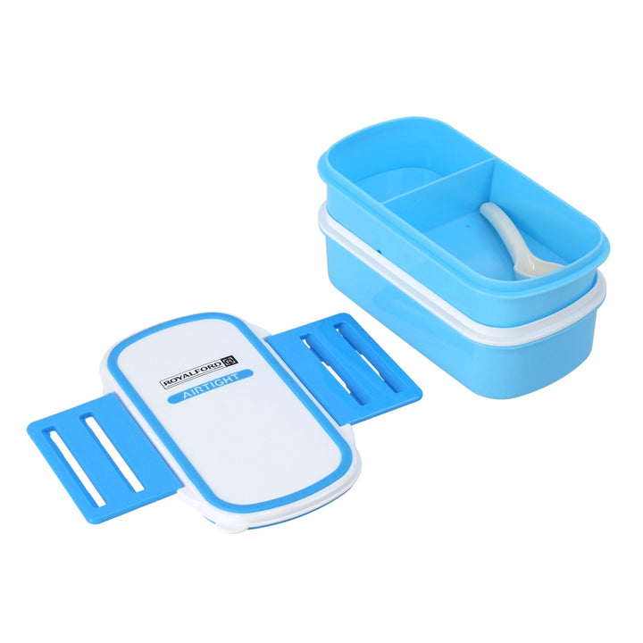 2 Layer Air Tight Lunch Box Blue - High - Quality Plastic Lunch Box - Souk Al RasFood Storage Containers