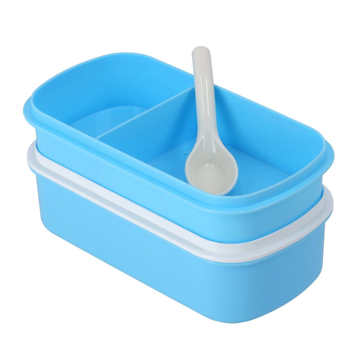 2 Layer Air Tight Lunch Box Blue - High - Quality Plastic Lunch Box - Souk Al RasFood Storage Containers