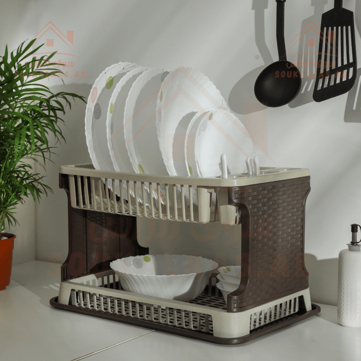 2 - Layer Dish Drainer with Drain Board - Souk Al Ras