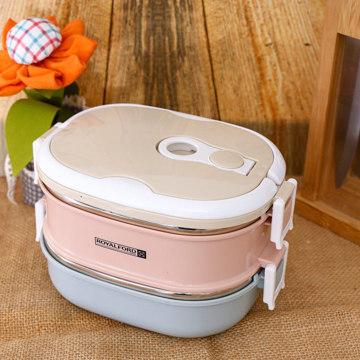 2 - Layer Rectangular Lunch Box - Multicolor 1800ML - Souk Al RasFood Storage Containers