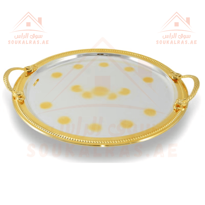 2 - Piece Elegant Gold Round Serving Trays | Premium Luxury Serveware Set|High - Quality - Souk Al Ras