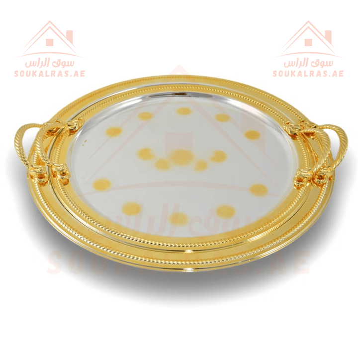 2 - Piece Elegant Gold Round Serving Trays | Premium Luxury Serveware Set|High - Quality - Souk Al Ras