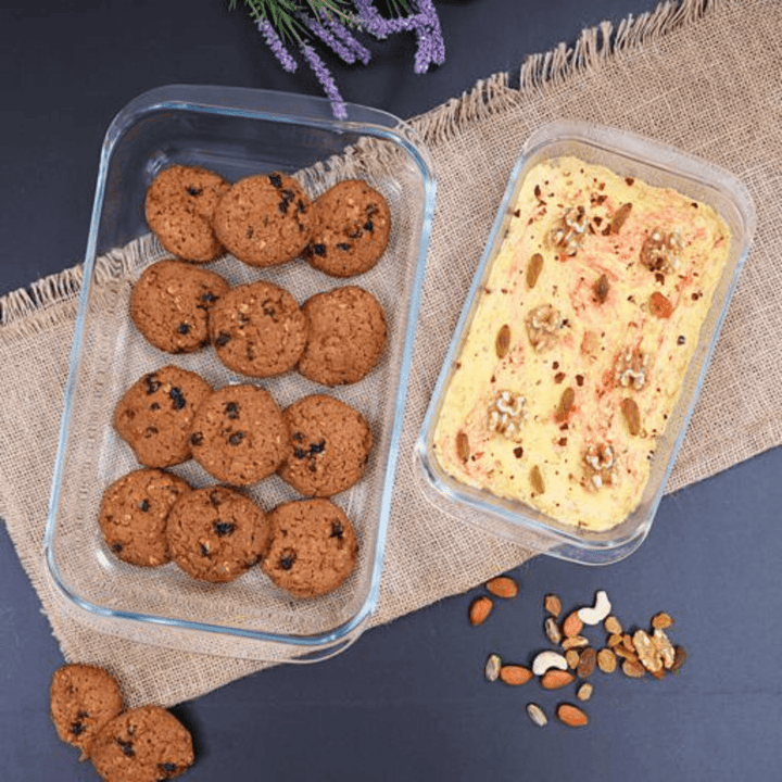 2 Piece Glass Oblong Baking Dish Set - Clear 2.2 & 1 Litre - Souk Al RasBaking Pans & Moulds