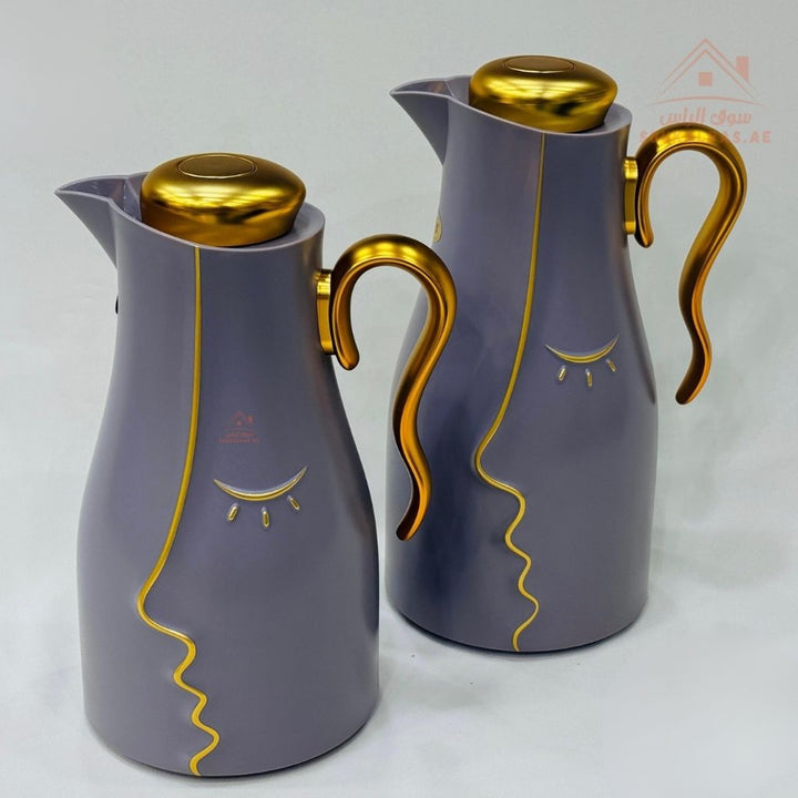 2 - Piece Vacuum Flask Set | 0.7L & 1.0L | Elegant Face Design | Keeps Drinks Hot & Cold for Hours - Souk Al Ras