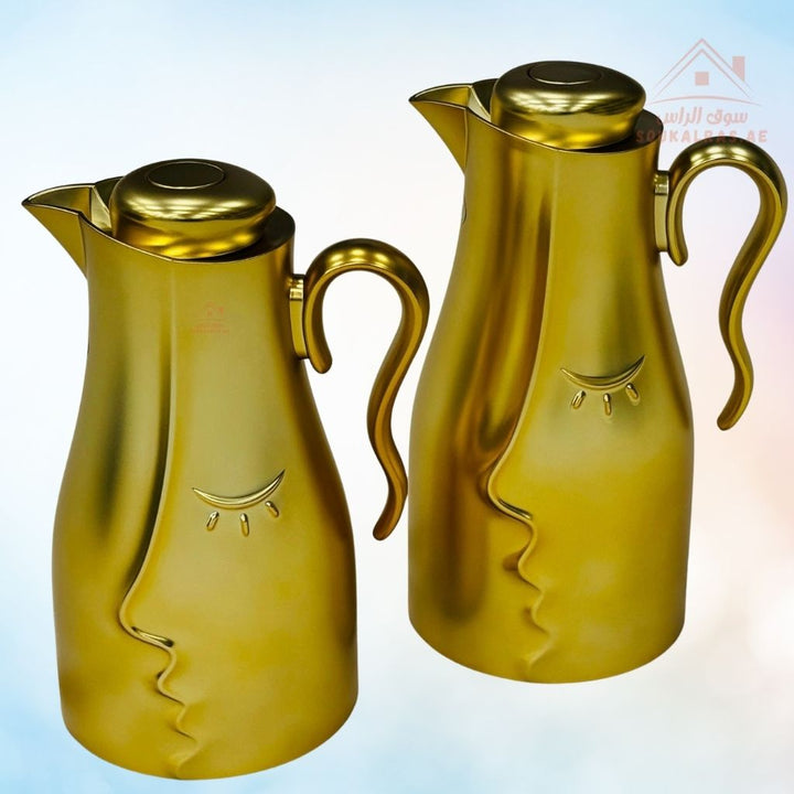 2 - Piece Vacuum Flask Set | 0.7L & 1.0L | Elegant Face Design | Keeps Drinks Hot & Cold for Hours - Souk Al Ras