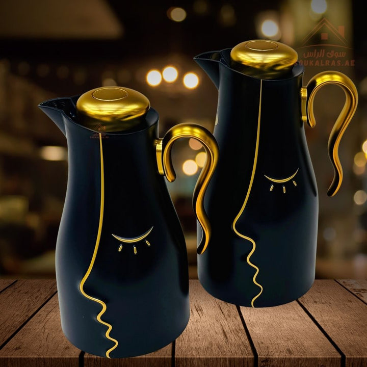 2 - Piece Vacuum Flask Set | 0.7L & 1.0L | Elegant Face Design | Keeps Drinks Hot & Cold for Hours - Souk Al Ras