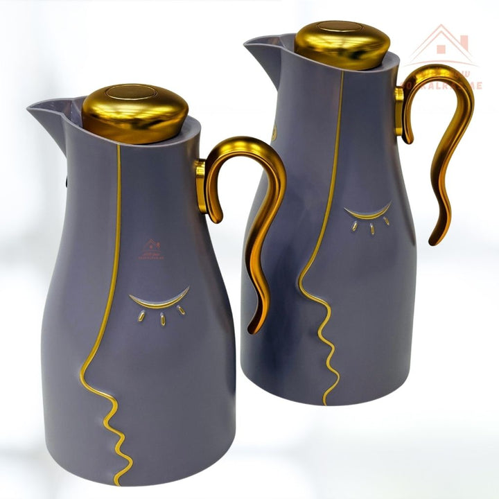 2 - Piece Vacuum Flask Set | 0.7L & 1.0L | Elegant Face Design | Keeps Drinks Hot & Cold for Hours - Souk Al Ras