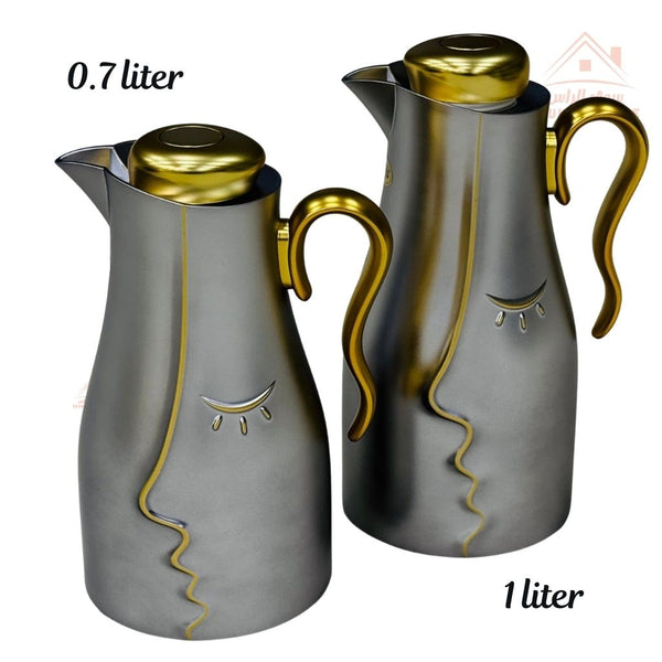 2 - Piece Vacuum Flask Set | 0.7L & 1.0L | Elegant Face Design | Keeps Drinks Hot & Cold for Hours - Souk Al Ras