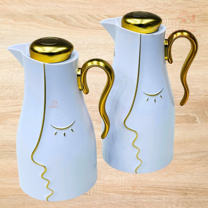 2 - Piece Vacuum Flask Set | 0.7L & 1.0L | Elegant Face Design | Keeps Drinks Hot & Cold for Hours - Souk Al Ras